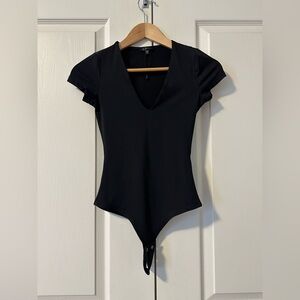 Dynamite Black V-Neck Short Sleeve Bodysuit, XXS